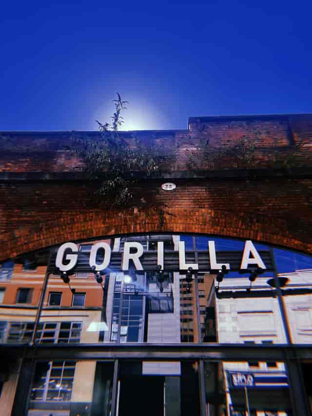 Gorilla Manchester entrance with bold signage, ideal for creative events and performances.