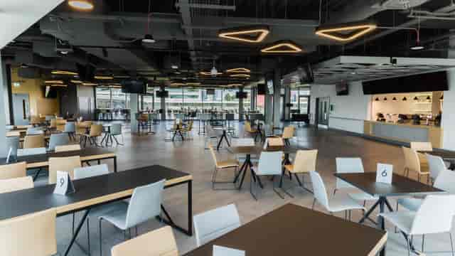 Modern event venue at Brentford FC with flexible seating for corporate events.
