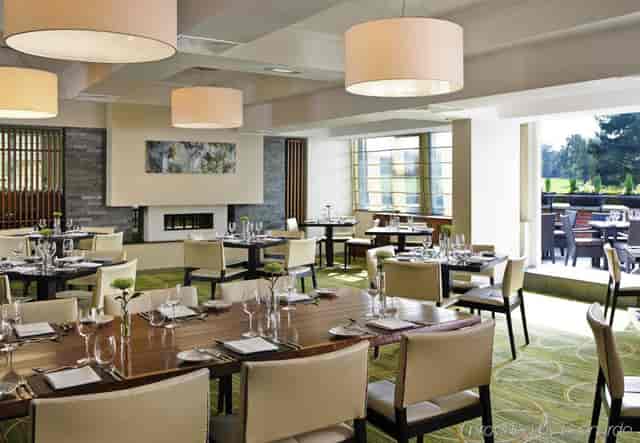 Meon Valley Hotel restaurant, modern design for meetings and events.