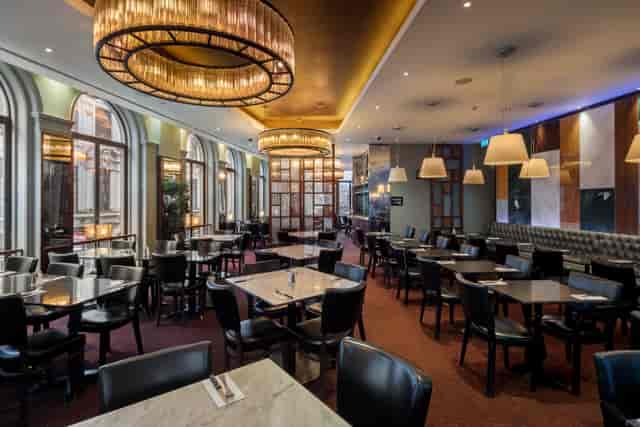 Stylish Angus Steakhouse venue with modern decor for meetings and events.
