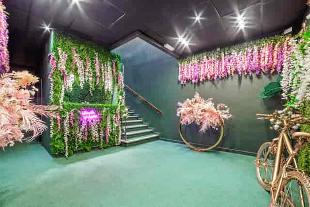 Gihon Suite entrance with lush greenery, ideal for events and photo opportunities.