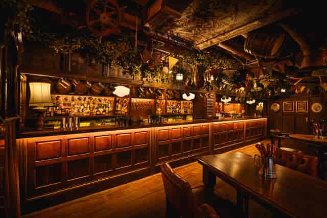 Whole Venue at Mr Fogg's City Tavern, rustic bar with warm lighting for events and gatherings.