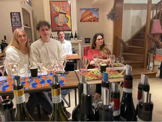 Cozy wine tasting setup in Egro' London with elegant decor and inviting atmosphere.