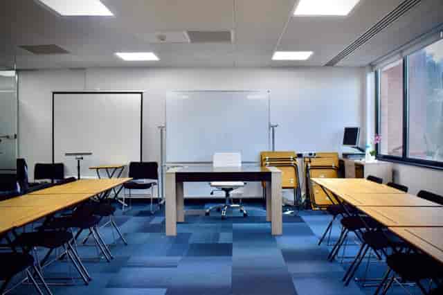 Meeting room at Haliton Properties, Stratford, London with flexible seating for workshops.