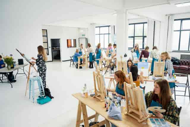 Vibrant art workshop in Spectrum Studios for team-building and corporate retreats.