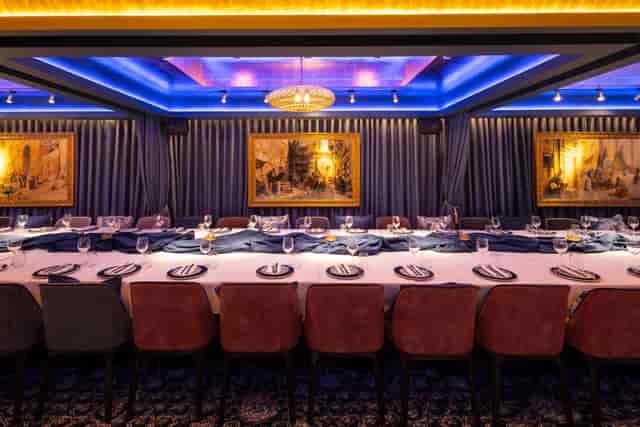 Elegant dining setup in Sapphire Room, Jeru for corporate events and private gatherings.