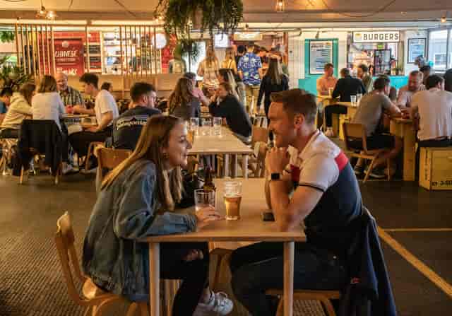 Vibrant Peckham Levels bar with diverse seating for networking events and gatherings.