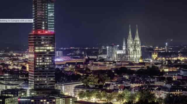 Cologne Cathedral skyline at night, perfect for memorable events and conferences.