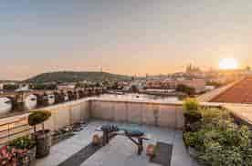 Rooftop venue at Four Seasons Prague, ideal for elegant outdoor events at sunset.