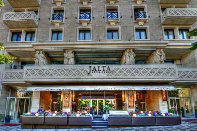 Elegant Jalta Hotel facade, perfect for corporate events and networking gatherings.