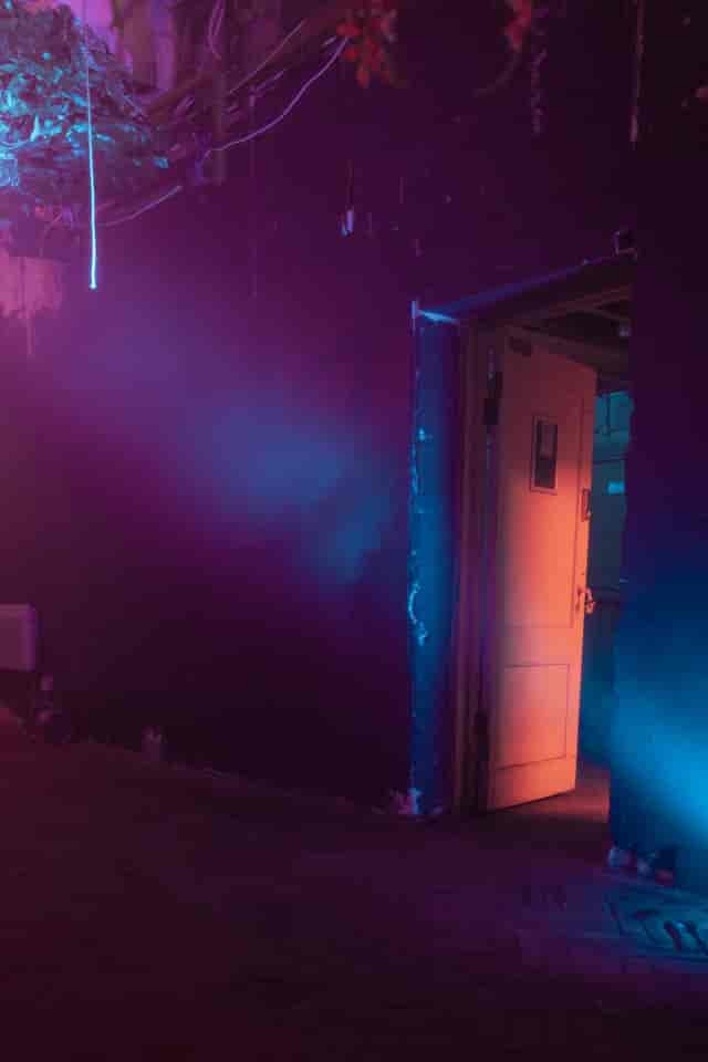 Hot House doorway with vibrant lighting, ideal for themed events and networking.