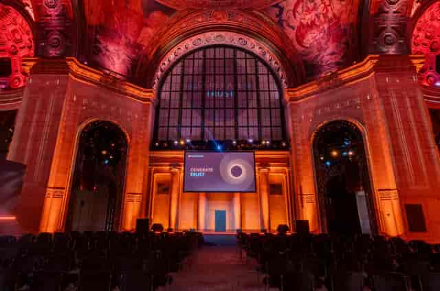 Ballroom at Cipriani 25 Broadway, elegant space for conferences and presentations.