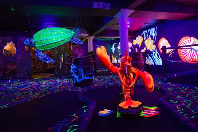 Vibrant marine-themed event space at Jungle Rumble Glasgow for parties and gatherings.