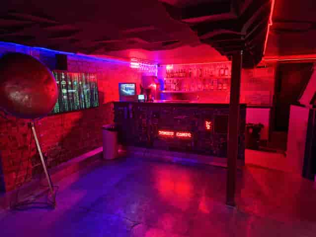 Zombie Games Cafe: vibrant event space with neon lights for parties and corporate events.