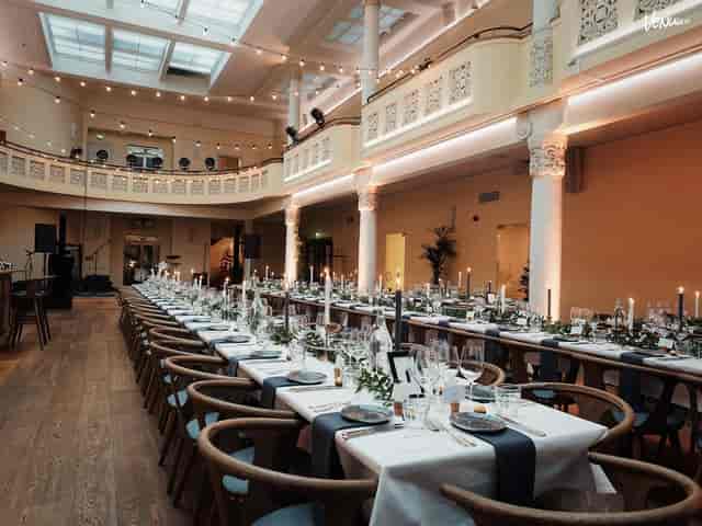 Elegant event space in Sofia Helsinki, ideal for formal dinners and galas with candlelit tables.