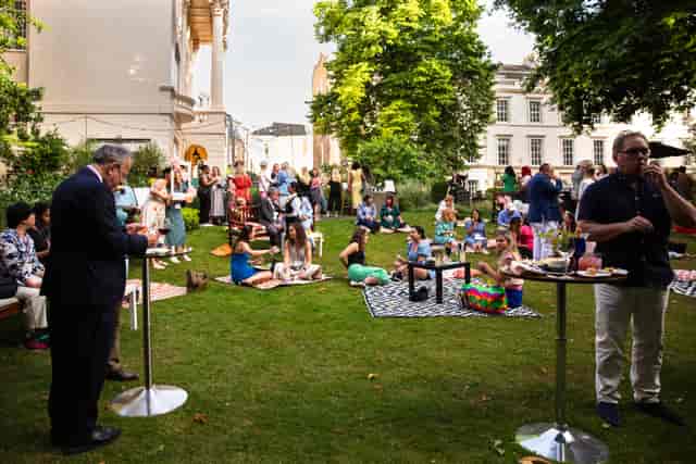 Medicinal Garden at RCP London: vibrant outdoor networking event in lush greenery.