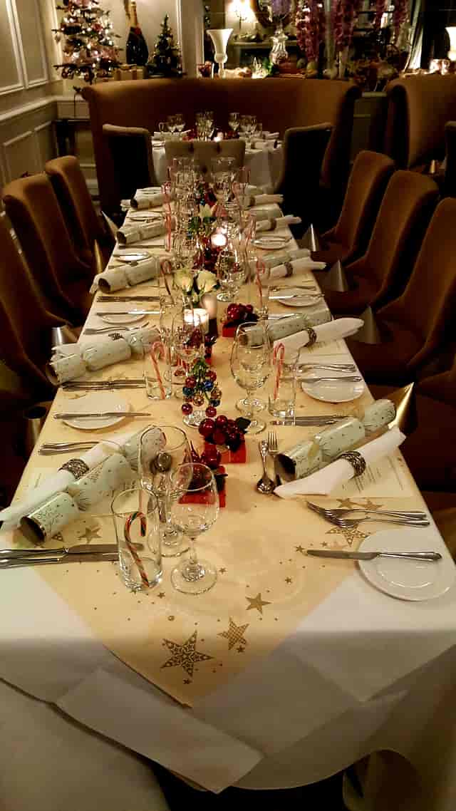 Elegant dining table at The Melody Restaurant, perfect for holiday gatherings and celebrations.
