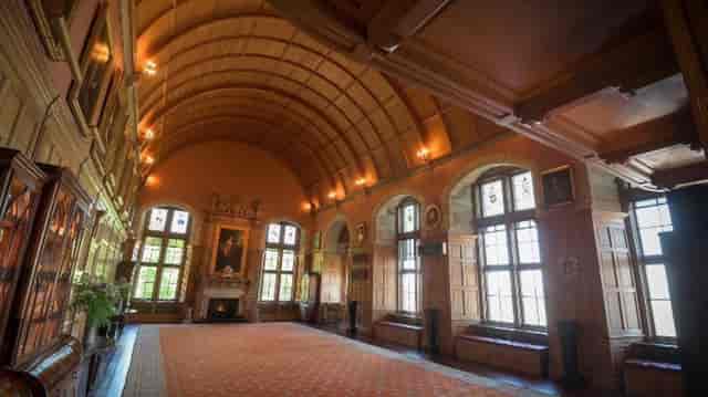 Grand Banqueting Hall in Barnbougle Castle, elegant venue for formal gatherings and events.