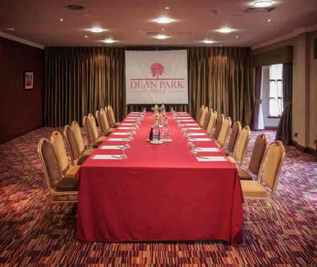 Conference Suite at Dean Park Hotel, elegant table setup for corporate events.