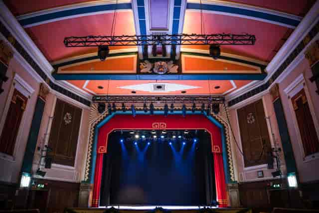 Studio Theatre at Carnegie Hall, ornate ceiling, ideal for conferences and performances.