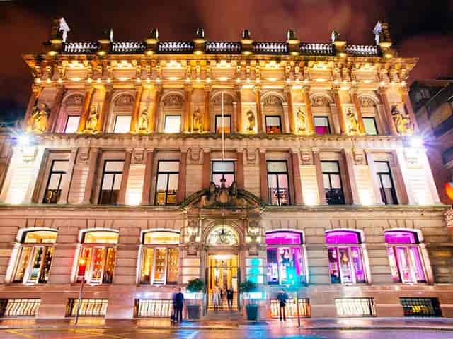Live Nightclub at The Corinthian Club, illuminated venue for upscale events and weddings.