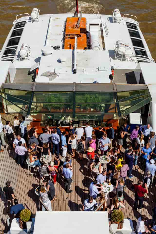 Silver Sturgeon rooftop event with greenery, ideal for networking and socializing.