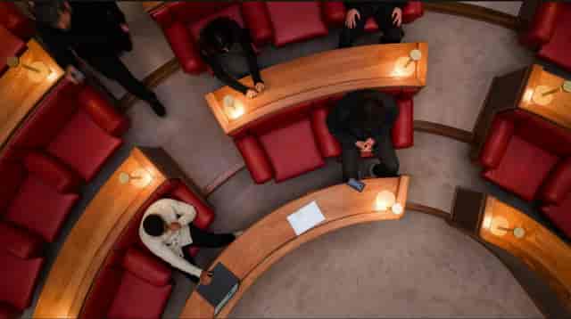 Hornsey Town Hall Council Chamber: tiered lounge venue for corporate breakout sessions.