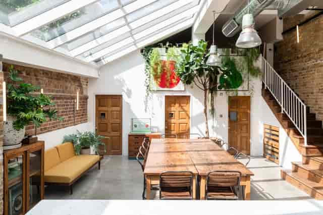 Paper Mill Studio with glass roof, ideal for creative meetings and workshops.