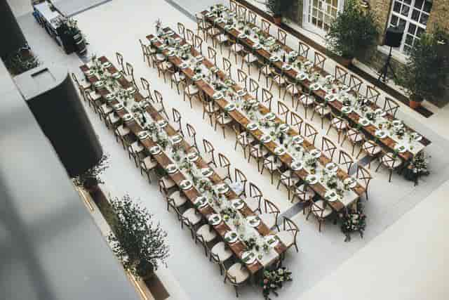 Elegant banquet setup in South Atrium, Hackney Venues for weddings and corporate events.
