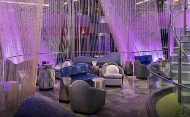 Chandelier Lounge at Cosmopolitan: modern seating, ideal for corporate and social events.