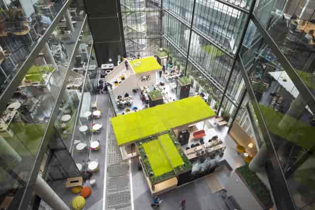 Modern Breakout Rooms in The Atrium London, ideal for meetings and events with greenery.