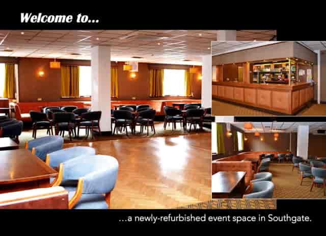 Newly-refurbished event space in North Enfield Conservative Club, ideal for gatherings.
