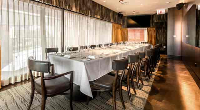 Elegant rooftop dining setup in Gibsons Italia for private events and fine dining.