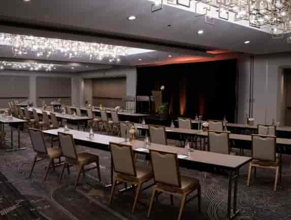 Elegant meeting space at Upstairs at the Gwen, ideal for professional gatherings and events.
