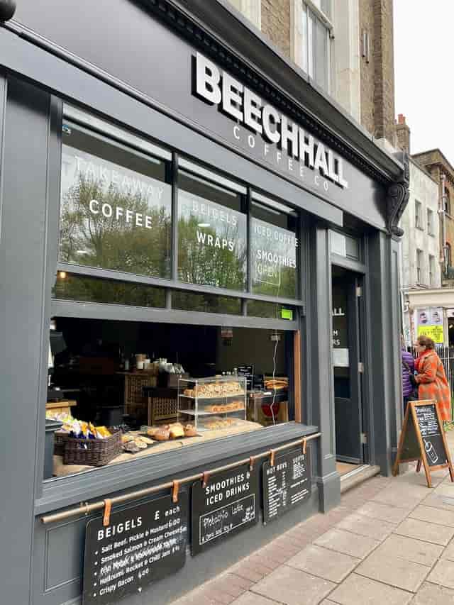 Cozy Beechhall Coffee Co. bar with coffee display, ideal for networking events.