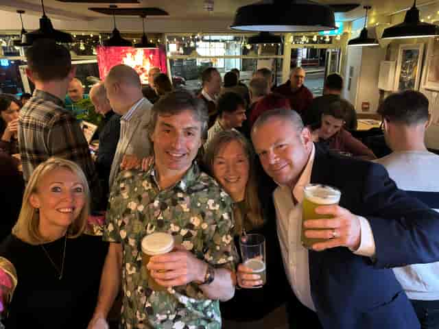 Lively networking event at Lost and Found Taproom Brighton with casual attire and drinks.