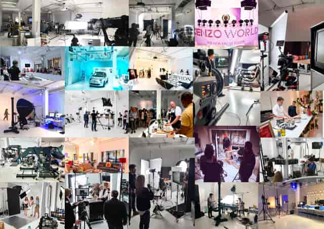 Dynamic event space in Icetank for arts and film production with professional setups.