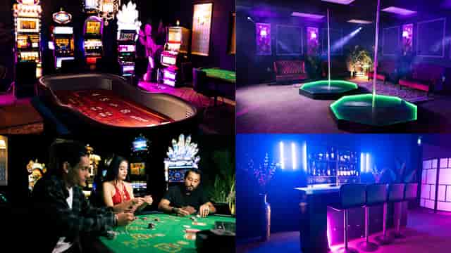 VIP Lounge at Tiny Room Studios with casino theme, ideal for corporate events and parties.