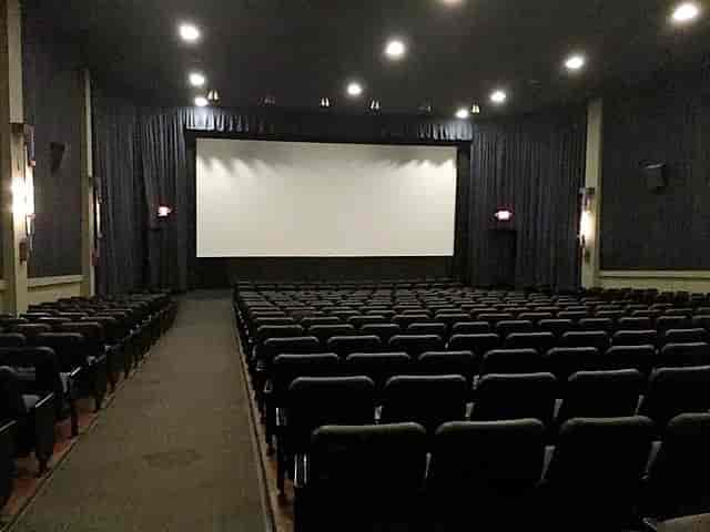Spacious Landmark Westwood theater with tiered seating for film screenings and presentations.
