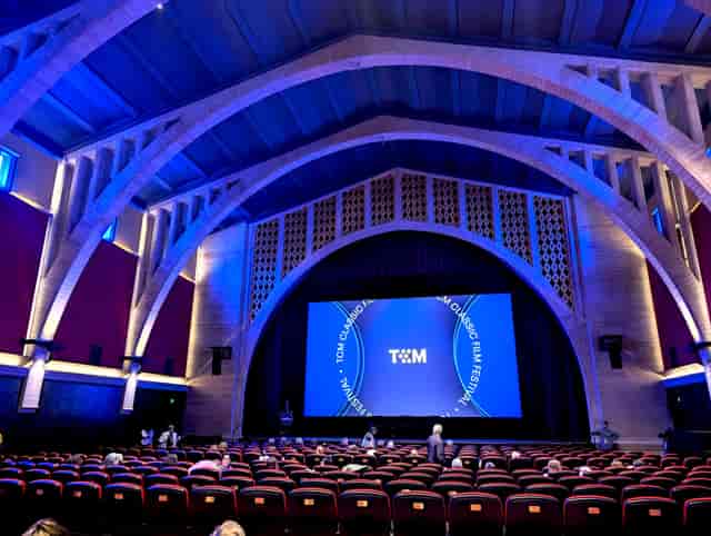 Outdoor deck at Hollywood Legion Theater, spacious auditorium for corporate events.