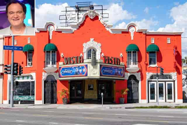 Los Feliz Theater: vibrant red historic venue for film screenings and events.
