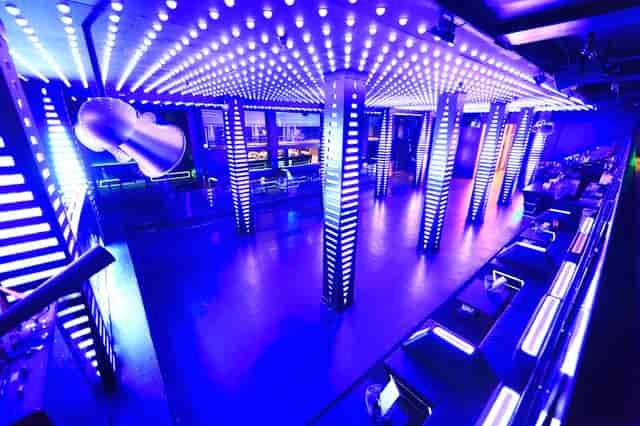 Modern Temple Nightclub Main Room with dynamic lighting for vibrant events and parties.
