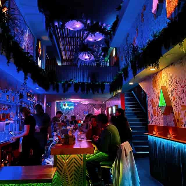 Vibrant Amador Club venue with colorful decor for creative events and networking.