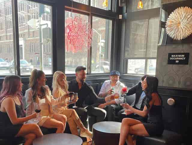 Vibrant primary bar area in Dahlia Lounge SF, ideal for networking and social events.