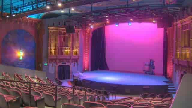 Main Theater Lobby at Brava Theater Center, elegant space for performances and conferences.