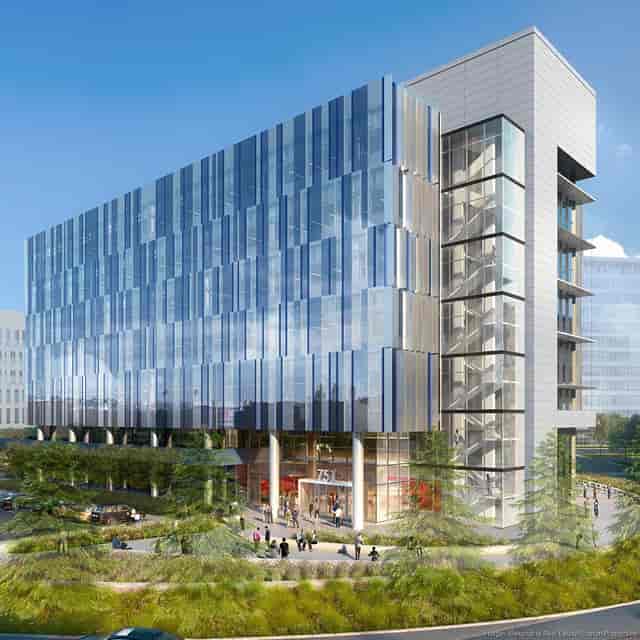 Modern glass venue Gateway˚ for corporate meetings and social events, surrounded by greenery.
