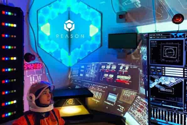 Futuristic immersive environment for tech conferences and corporate events.