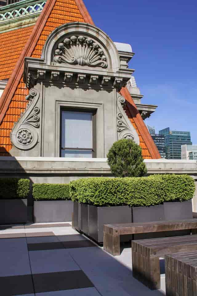 Roof Terrace at One Kearny Club, elegant design, ideal for outdoor events and gatherings.