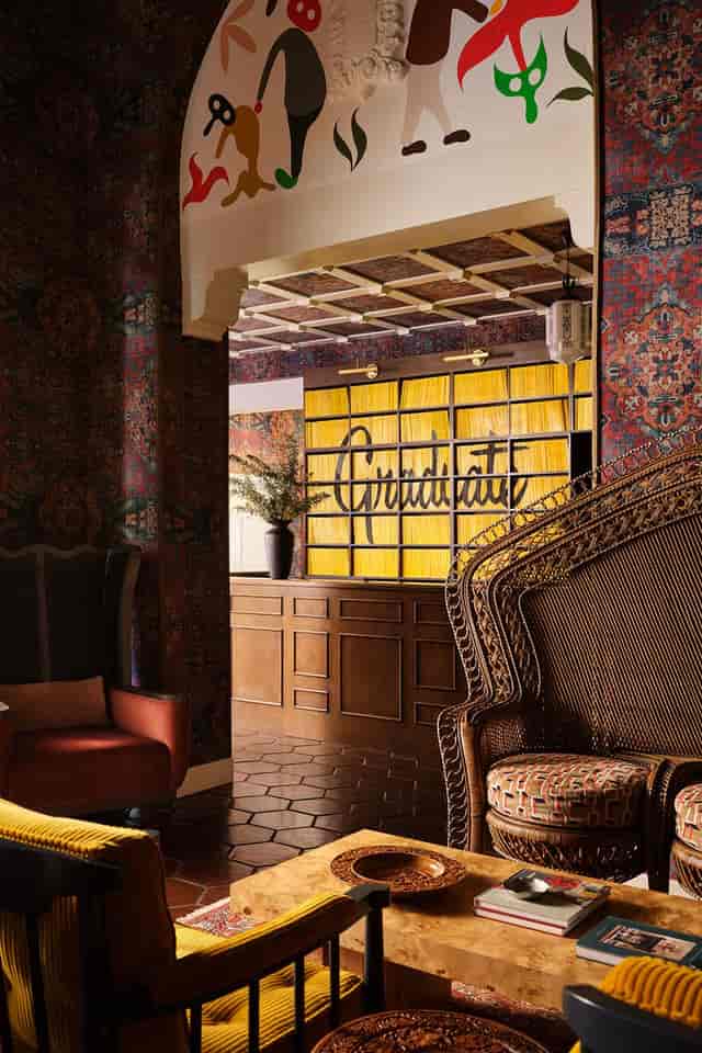 Stylish event space at Graduate Berkeley Hotel with "Gratitude" wall for gatherings.