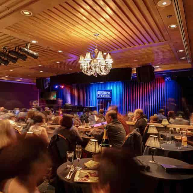 Concert hall at Feinstein's, elegant chandelier, live entertainment, corporate event venue